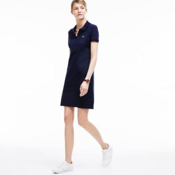 Lacoste Polo dress in stretch mini piqué - Šaty Dámské Tmavě Blankyt Blankyt | CZ-XZOaK2